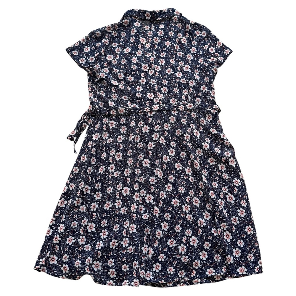 Dress “db Established 1962.” Navy Blue/Pink Dogwood Flowers. A-Line / Cami Slip. - Picture 4 of 16